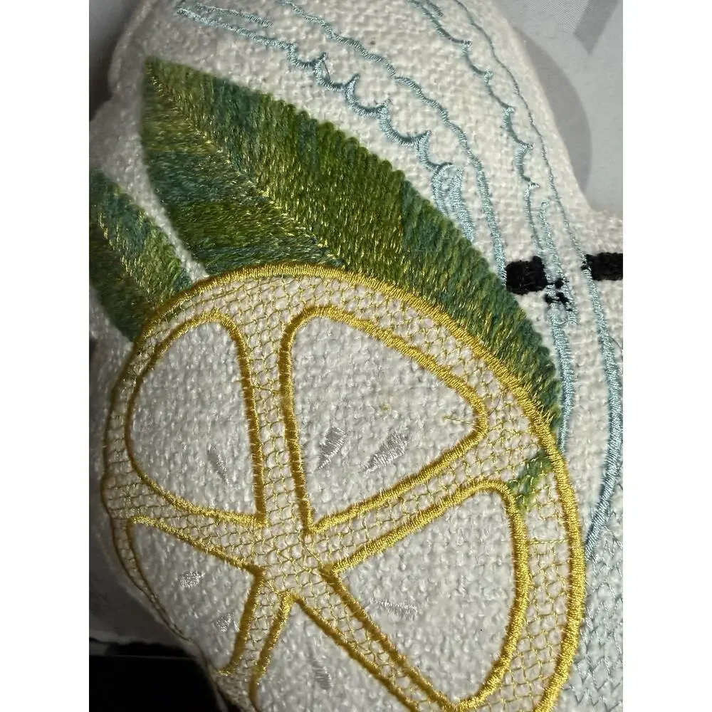 Mary & Edgar Embroidered Skull Margarita Pillow White NWOT Thread Defect